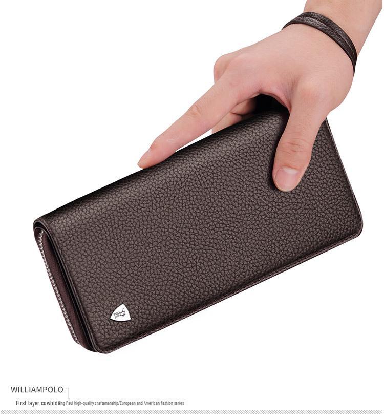 Мужской длинный кошелек из натуральной кожи King Paul - держатель для нескольких карт с клатчем большой емкости