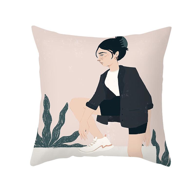 Modern Minimalist Artistic Style Throw Pillow Covers With Short Plush Printed Fabric For Home Living Room Sofa Cushion Cover