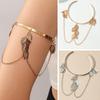 Opening Adjustable Thin Arm Bangle Bohemian Leaf Charm Upper Arm Bracelet Accessories
