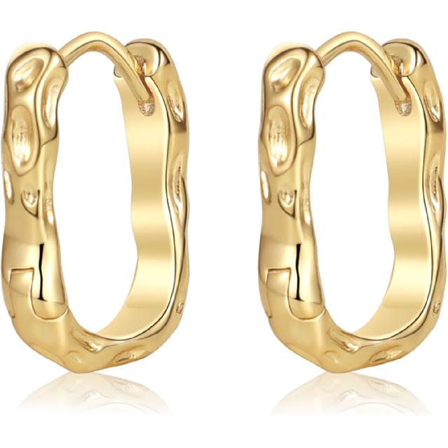 Amicon Chunky Gold Stud Earrings for Women 14k Gold Plated Hypoallergenic Earrings Statement Trendy Fashion Gold Jewelry Gifts