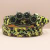 Пряжка-тигр на палец Панк Новый леопардовый принт Стразы Ремень Ремень Полный бриллиант Европейский и американский ремень Женский декоративный стразовый