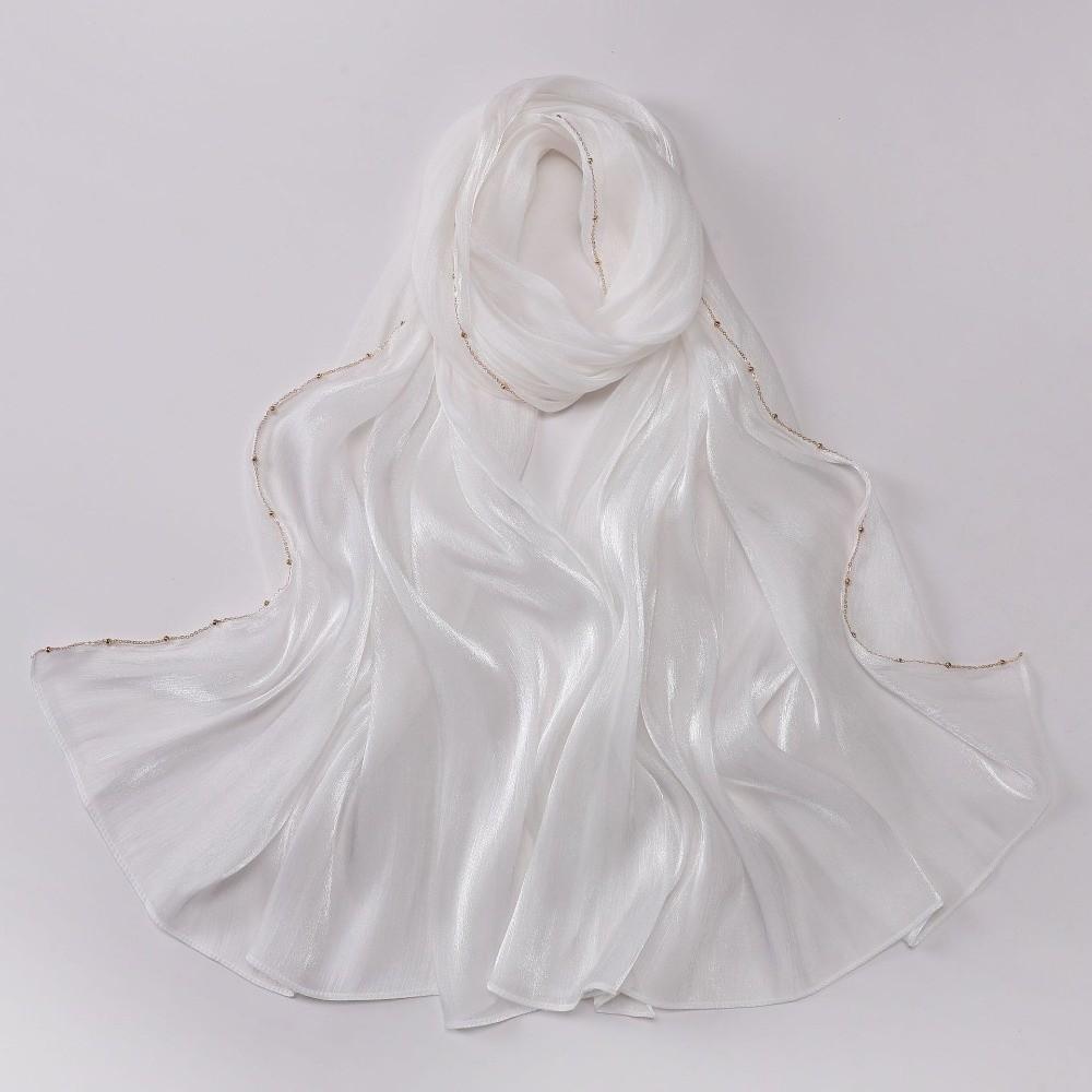 Unilateral golden chain Sunscreen shawl Shining Chiffon Hijab Veil High Qulaity Head Wrap Outdoor