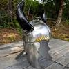 Viking Leader Horned Helmet - Medieval 18 Gauge Steel Unlined Fictional Prop Helmet W/ Real Buffalo Horns