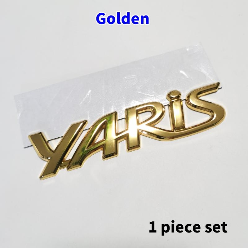 BAWI7 3D Metal Yaris Logo Emblem Badge Matte black Chrome Plated Trunk Letter Sticker For Toyota Yaris Car Exterior Decor Accessories