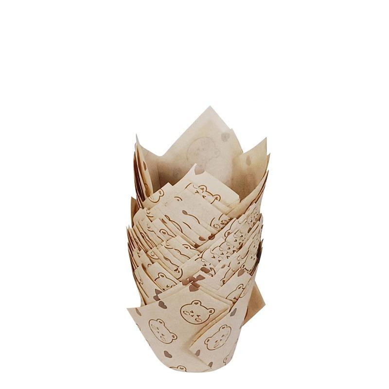 50PCS Tulip Cake Paper Cup Dessert Disposable Baking Heat-resistant Cake Oil Proof Paper Holder Kitchen Oven Baking Tools