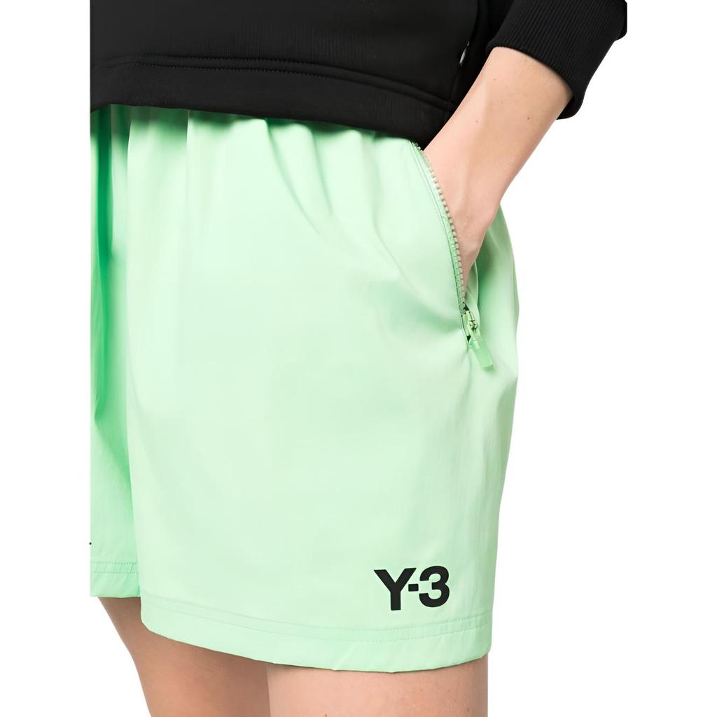 Y-3 Однотонные шорты прямого покроя с завязкой на талии и принтом логотипа, женские шорты зеленого цвета HG8542