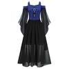 Girls Halloween Medieval Renaissance Gothic Dress Cold Shoulder Butterfly Sleeve Lace Up Witch Dress Cosplay Dress