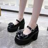 Fashion Chunky High Heel Mary Jane Women Shoes PU Leather Bow Design Platform Pumps Shoes for Women High Heels Buckle Strap Party Shoes