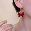 2025 Красные флокированные серьги-бантики: Элегантные украшения для женщин на осень и зиму