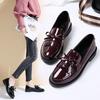 Women's Black Patent Leather Loafers Platform Slip On Shoes  Women Spring British Tassel Casual Bowknot Flats Shoes