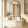 Bathroom Mirror with Lighting, 60 x 90 cm, Arched LED, Anti-Fog, 3 Light Colors, Dimmable, Black