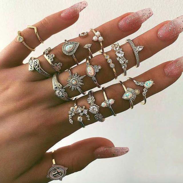 Rings for Women Stainless Steel Jewelry Fidget Ring Set Schmuck Sets Bague Femme Bohemian Bague Couple Accessories Anelli