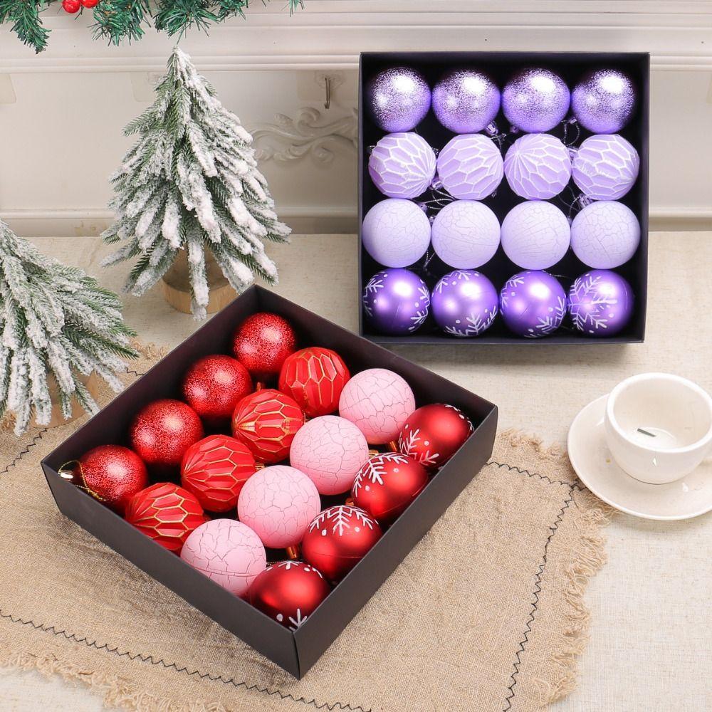 16pcs Shatterproof Christmas Painted Balls Pendant Plastic Merry Christmas Decor  Hotel Mall