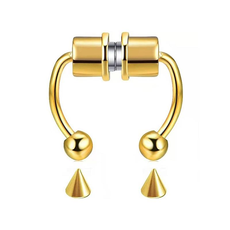 Fake Nose Ring Magnetic Horseshoe Non Piercing Hoop Jewelry for Women Punk Style Stainless Steel Men Nose Studs Reusable Unisex