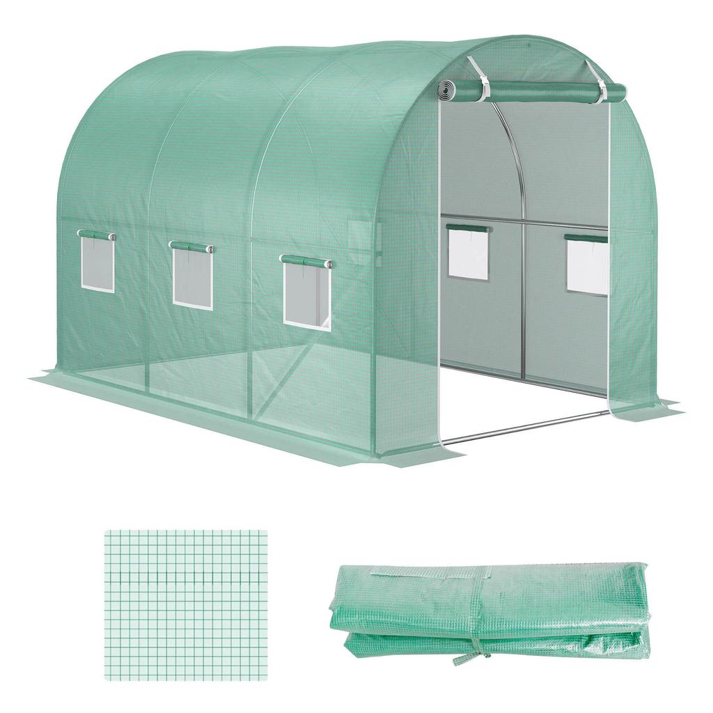 Greenhouse film, 3 x 2 x 2 m, waterproof garden film with UV protection, plastic film without frame, tarpaulin, green
