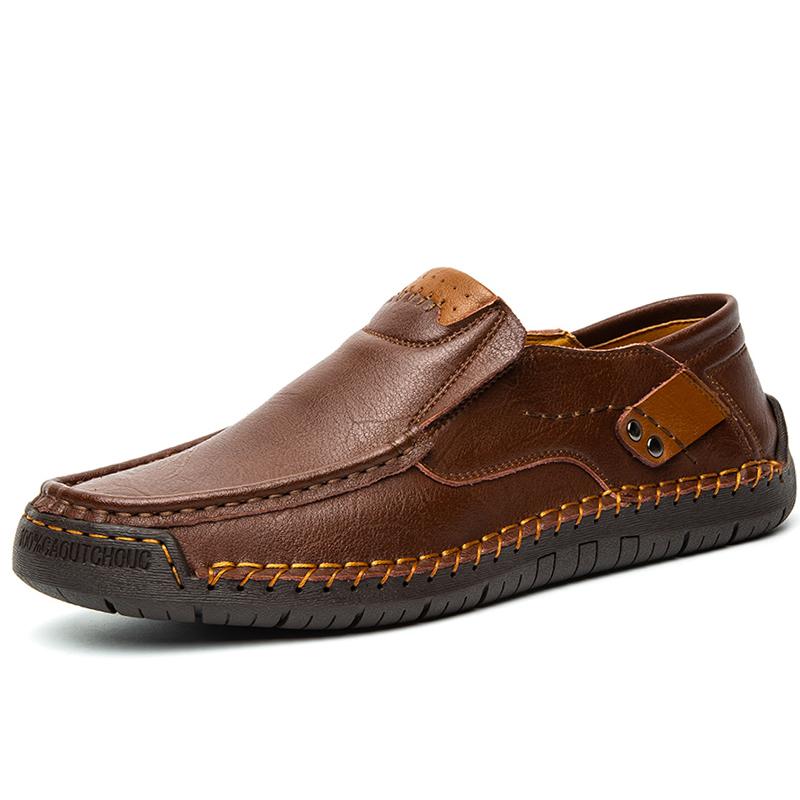 Handmade Genuine Leather Men's Casual Shoes Comfortable And Breathable Moccasins Men Business Flats Shoes Driving Shoes Large Size 38-48