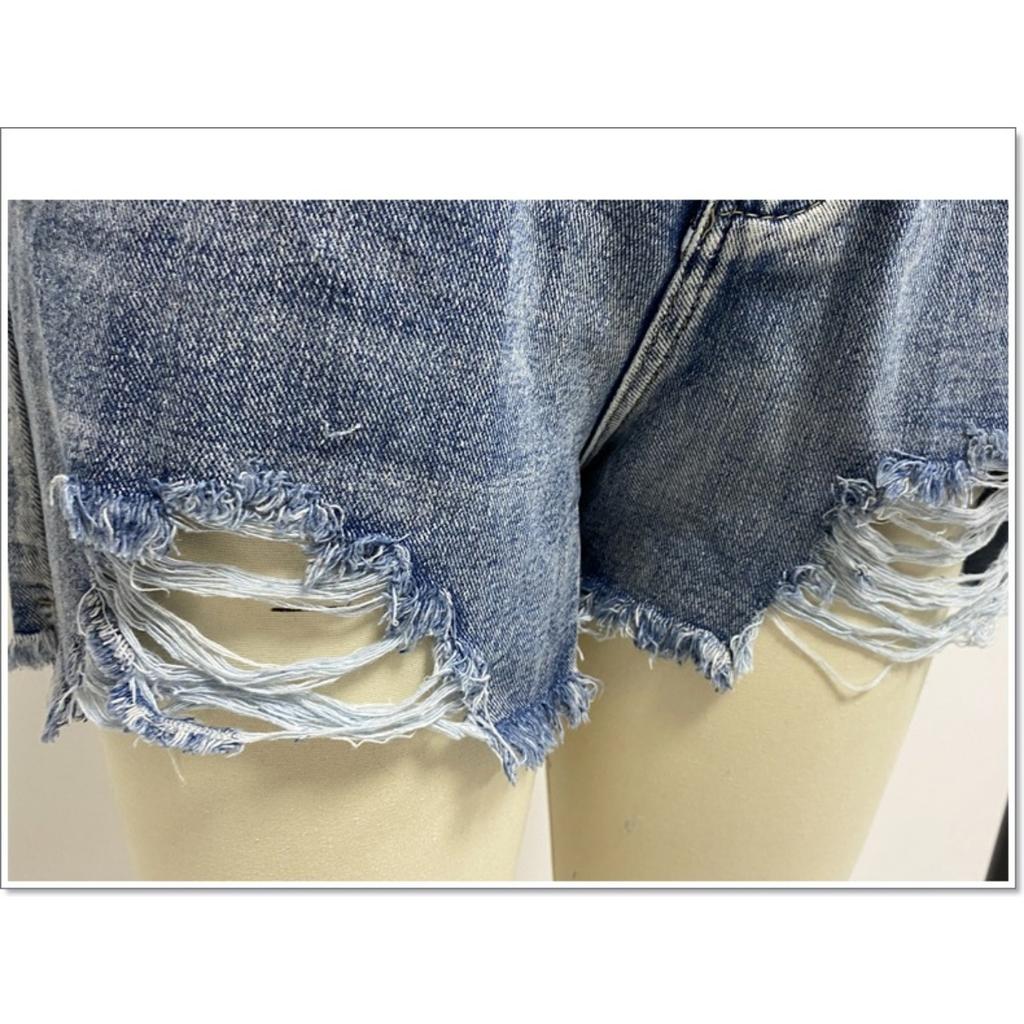 Summer Broken Holes Hot Girl Denim Shorts, Female High Waisted A-line Raw Edge Hot Pants