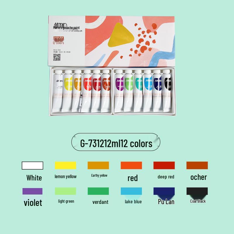 Mali Gouache Paint Set - 5ml & 12ml Tubes, Boxed for Beginners