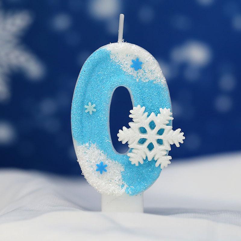 Blue Snowflake Birthday Frozen Candles 0-9 Number Cake Candle Princess Cake Topper Birthday Party Decoration Party Cake Supplies