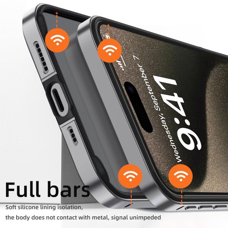 Hybrid Silicone Frame Aluminum Metal Phone Case for iPhone 16 15 14 Plus 13 12 11 Pro Max Xs Xr Anti-Fall Corners Bumper Cover