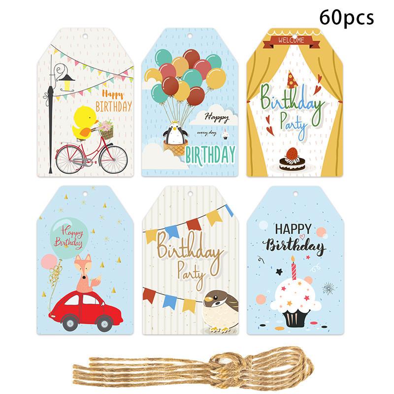 Birthday Party Decorations With Paper Hang Tags And 60pcs For Venue Setup