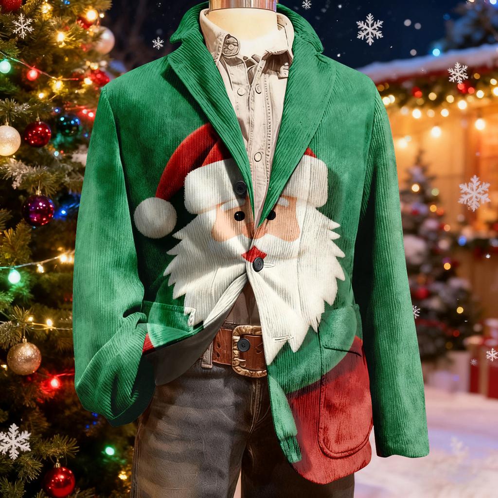 Мужской уродливый рождественский вельветовый теплый карманный пиджак-кардиган, мужской повседневный костюм