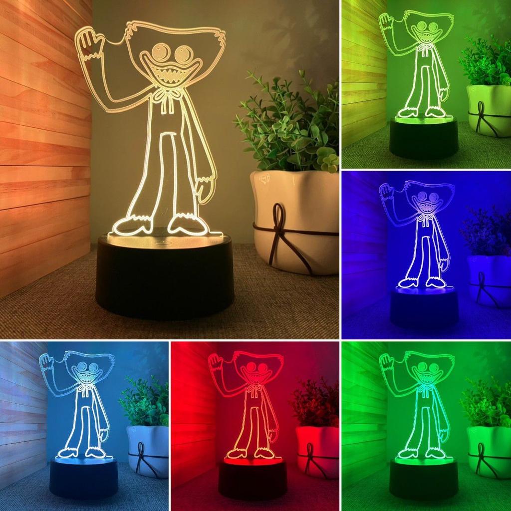 Stylish Poppy Playtime Huggy Wuggy Night Light 3d Led Lamp With 7 Colors For Living Room Decor