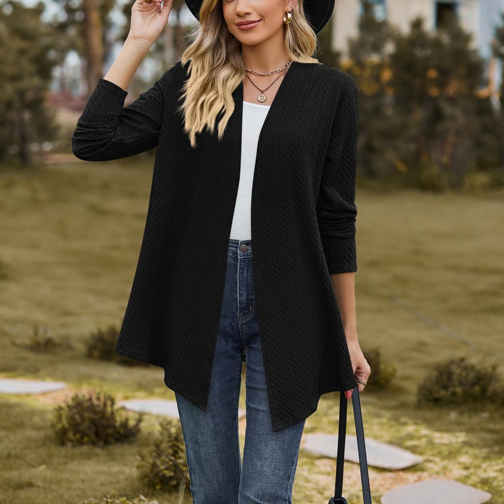 2023 осенне-зимний женский повседневный однотонный свободный кардиган с длинными рукавами