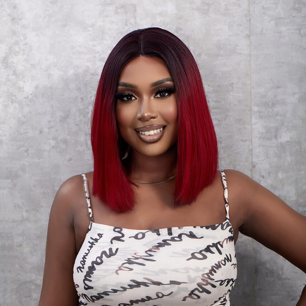 Европейский и американский лоб, плетеный вручную по центру, с разрезом по центру, чехол для парика Bobo с градиентом