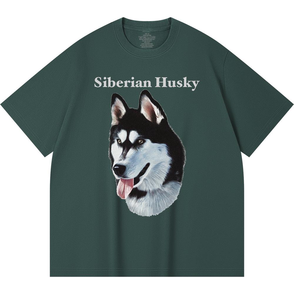 Футболка из 100% хлопка плотностью 230 г/м2 с принтом сибирской хаски, забавная футболка из чесаного хлопка в стиле Харадзюку