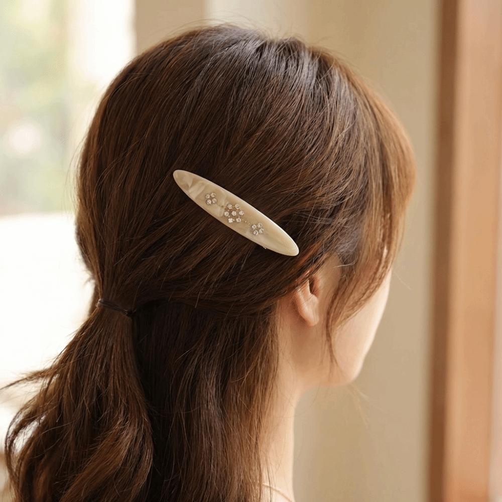 Vintage Y2K Spring Clip Aesthetic Rhinestone Side Bangs Clip Non-slip Acetate Hair Clip Women