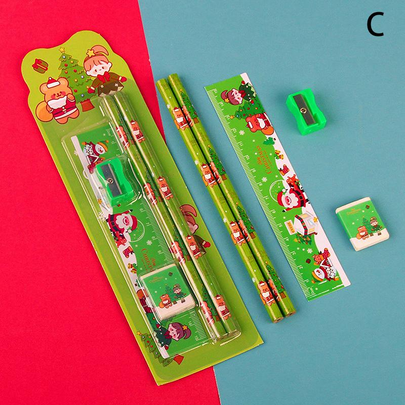 1 комплект рождественских канцелярских принадлежностей для детей, мультяшные карандаши, ластик, линейка, блокноты, набор ножей и карандашей, школьные принадлежности, подарок на день рождения