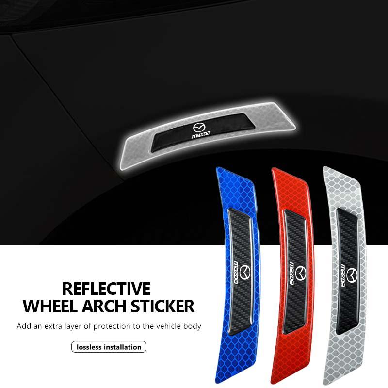 For Mazda Car Wheel Arch Safety Warning Sticker Mark Tape Reflective Strip 3 CX3 CX4 CX5 CX7 CX8 CX9 CX30 RX7 Atenza Axela FF4