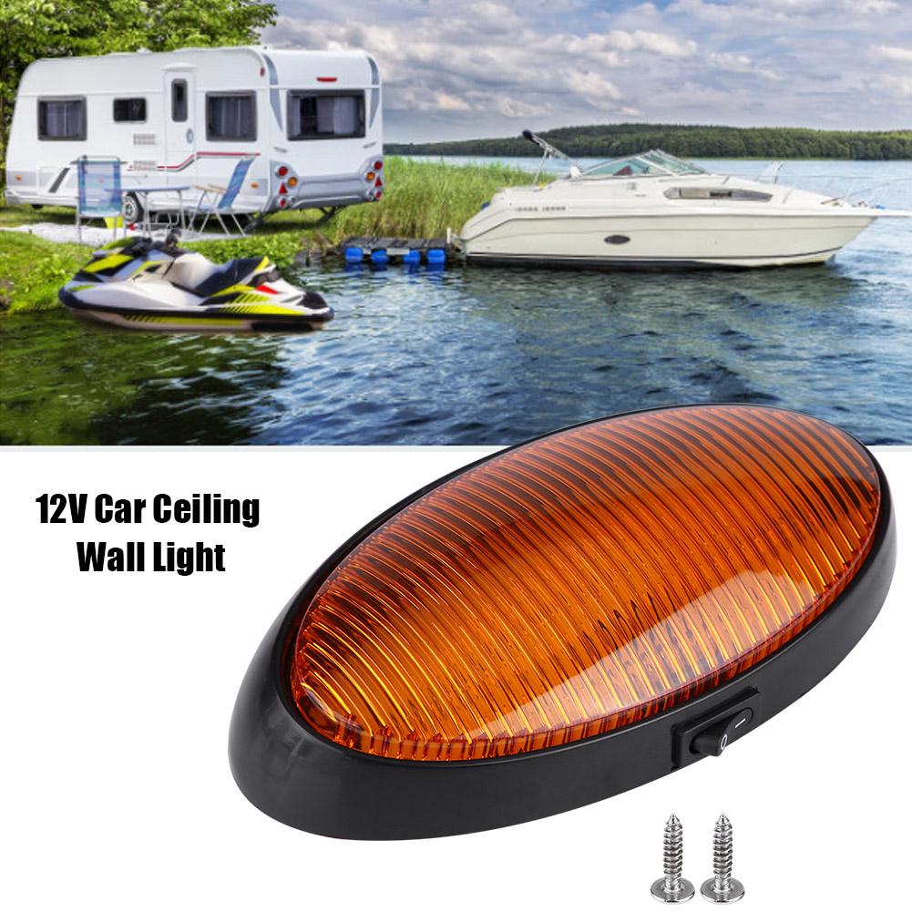12V Car Ceiling Wall Light 16 LED for Trailer/Van/Yacht/Boat/Caravan Interior Oval Ceiling Lamp