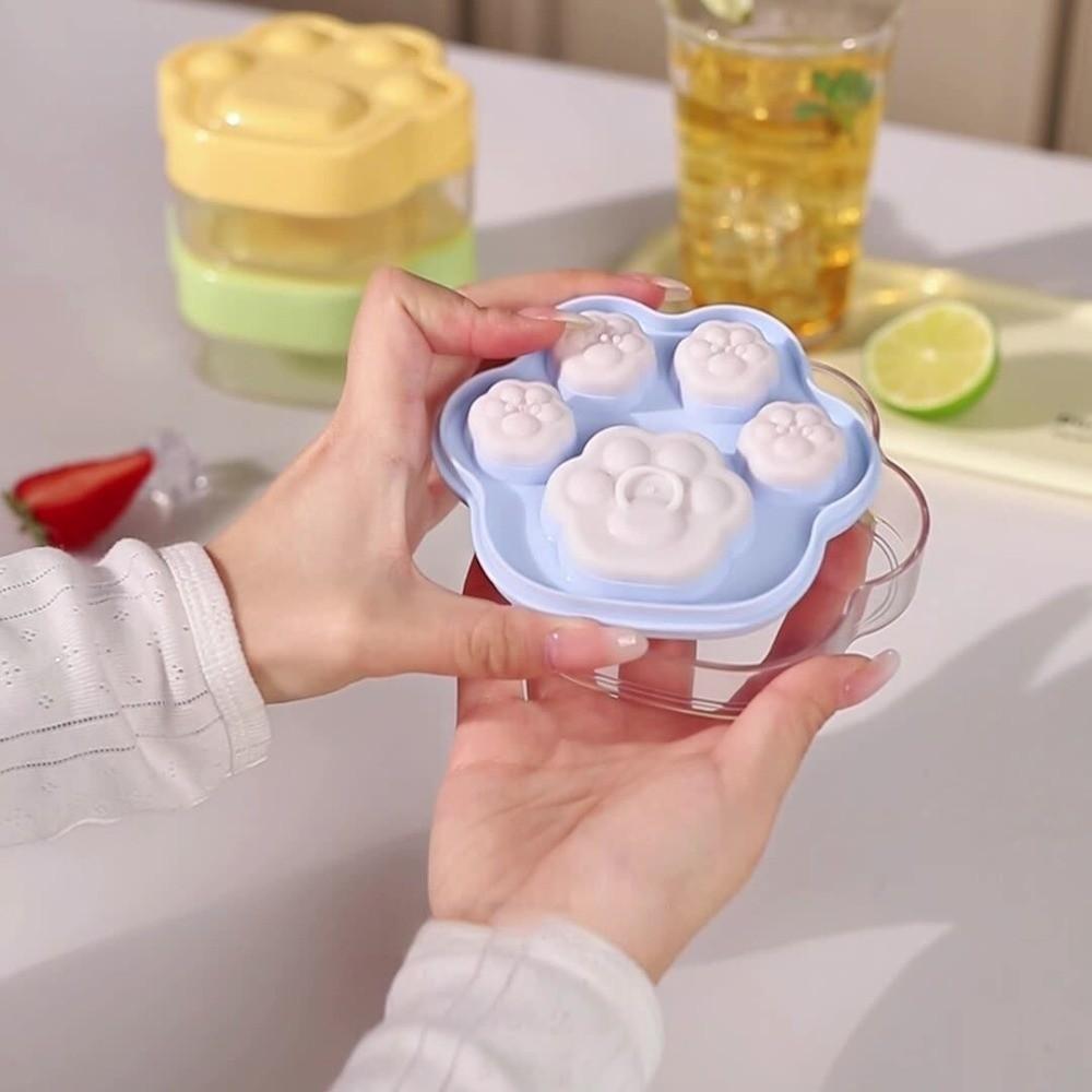 BPA Free Cat Paw Ice Block Mold Easy Demolding Pressing Ice Box Cute Ice Making Mold Summer