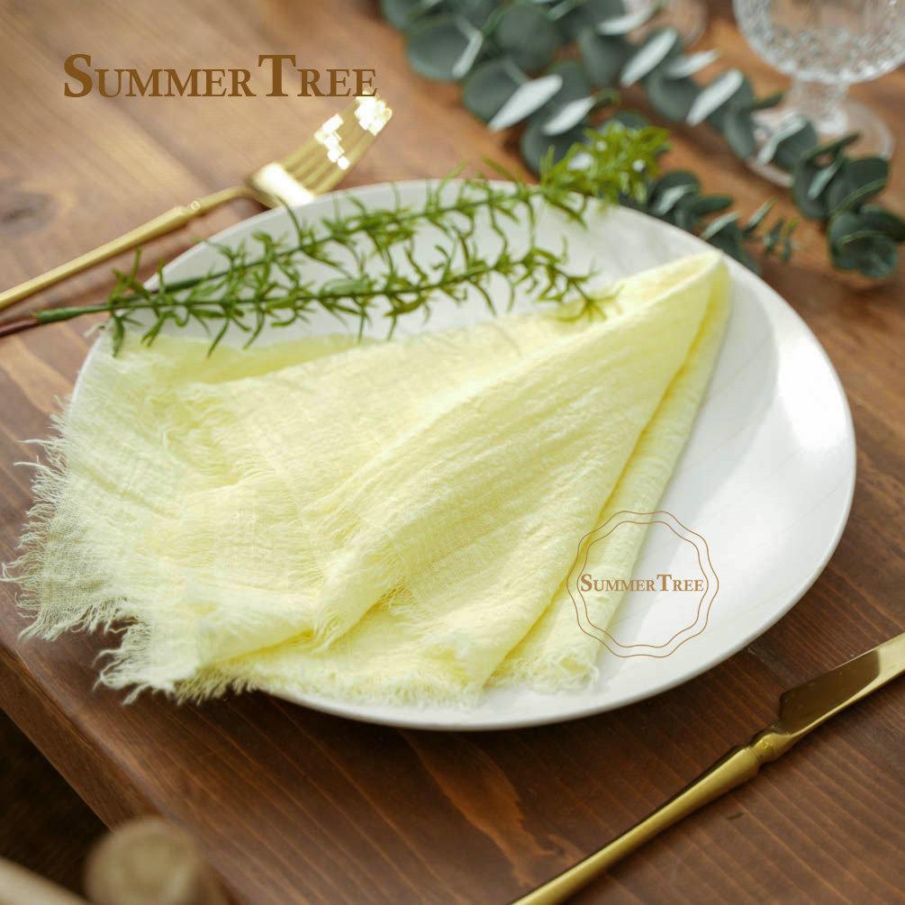 Хлопковая марля 42x42см Ретро марля Рустикальное украшение стола Муслиновое кухонное полотенце Тканевые салфетки Свадебные принадлежности