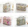 Premium Liberty Print Slim Vanity Pouch Gift Box Makeup Pouch Cosmetic Pouch Cute with Handle Slim Cosmetic Storage Floral Brush Pocket Travel Made In