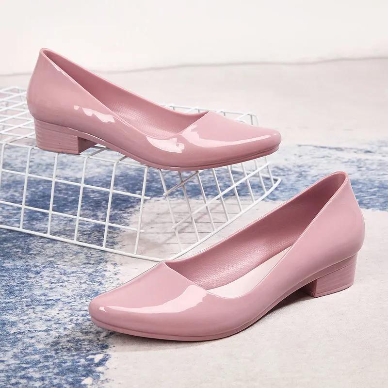 WTEMPO Женские однотонные туфли большого размера на весну и лето, на низком толстом каблуке, с нескользящей подошвой, повседневные туфли с острым носком