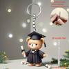 2D Acrylic Flat Graduation Bear Keychain Set Cartoon Decorative Keys with Tassels, Perfect for Fans and Students, Graduation Gift Idea