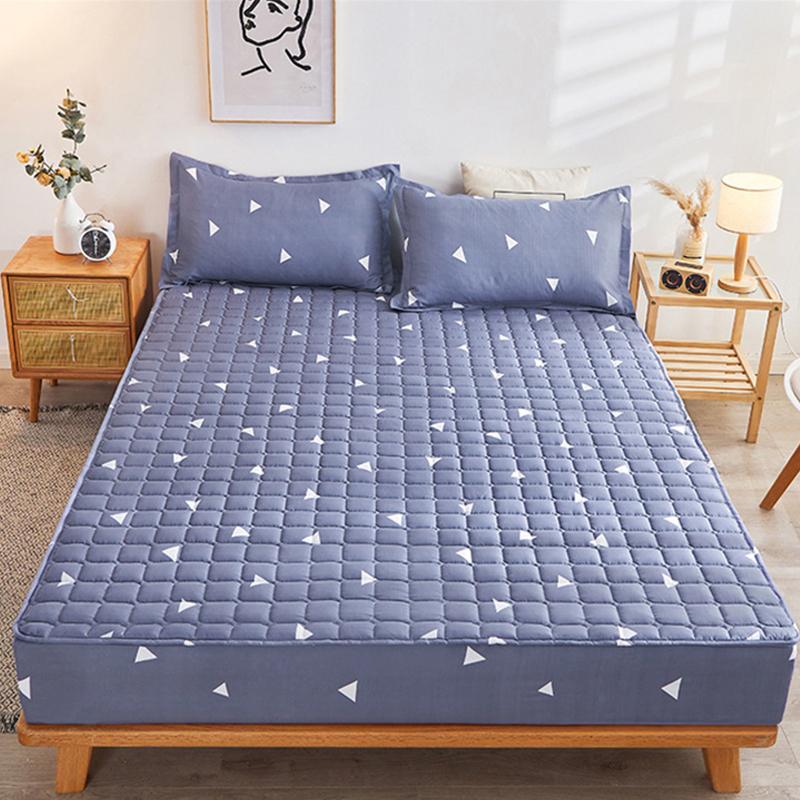 Thicken Quilted Bedspread Elastic Sheets Cotton Soft Bedding Sheet Mattress Cover Non-slip Sheet Dust Cover Fitted Sheet Mattress Topper