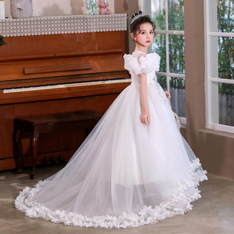 Girls Princess Tulle Dress 2026 Piano Performance Gown Kids Over 4 Y.O. Wedding Party