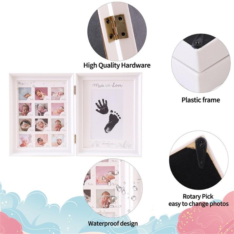 Foldable Picture Frame for Newborn Photo Frame Nursery Table Display Footprint Handprint Keepsake Frame House Decoration