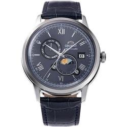 Мужские наручные часы ORIENT Bambino Sun and Moon с кожаным ремешком RN-AK0806L