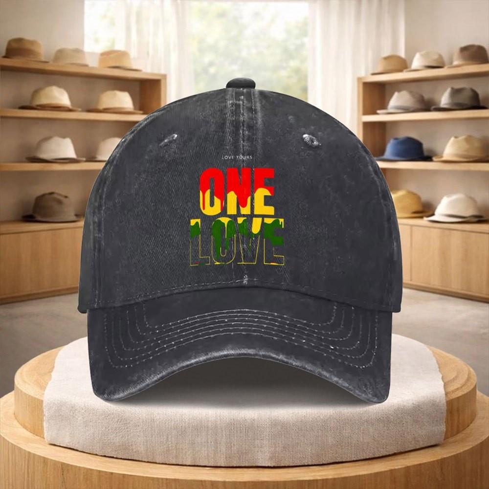 Регги-принт One Love, стираная бейсболка, регулируемая, хлопковая, для активного отдыха, унисекс