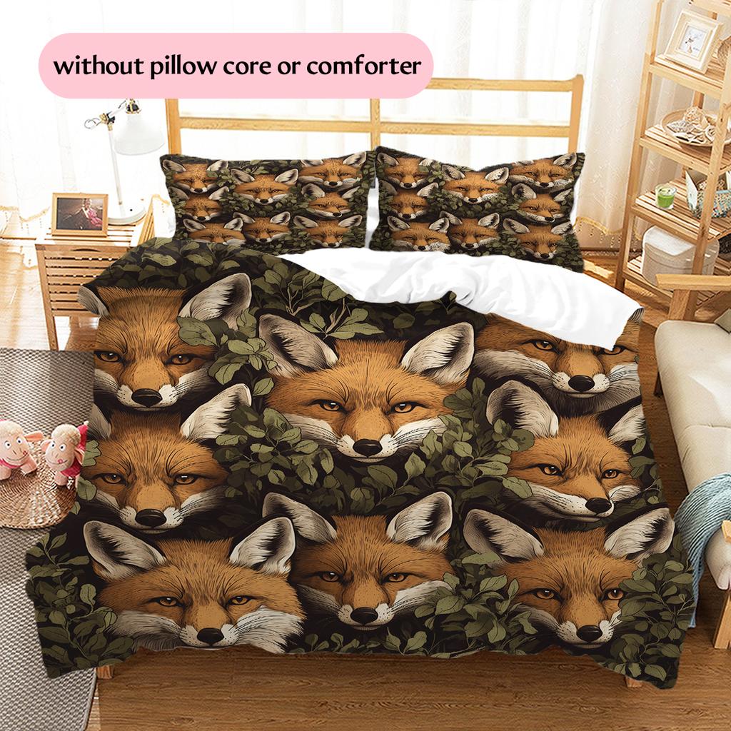Fox Pattern Bedding Home Decoration Birthday Gift (1 * duvet cover + 2 * pillowcase, without core)