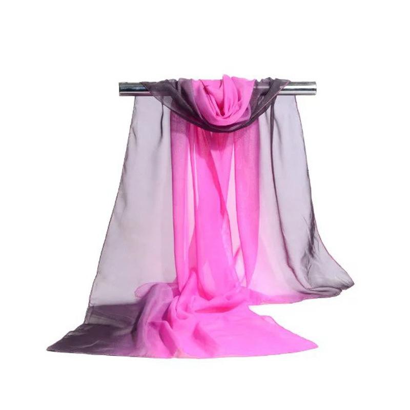 Gradual Change Color Silk Scarf Ladies Scarf, Georgette Transition Color Tulle Scarf Body Training Square Dance Dance Silk Scarf