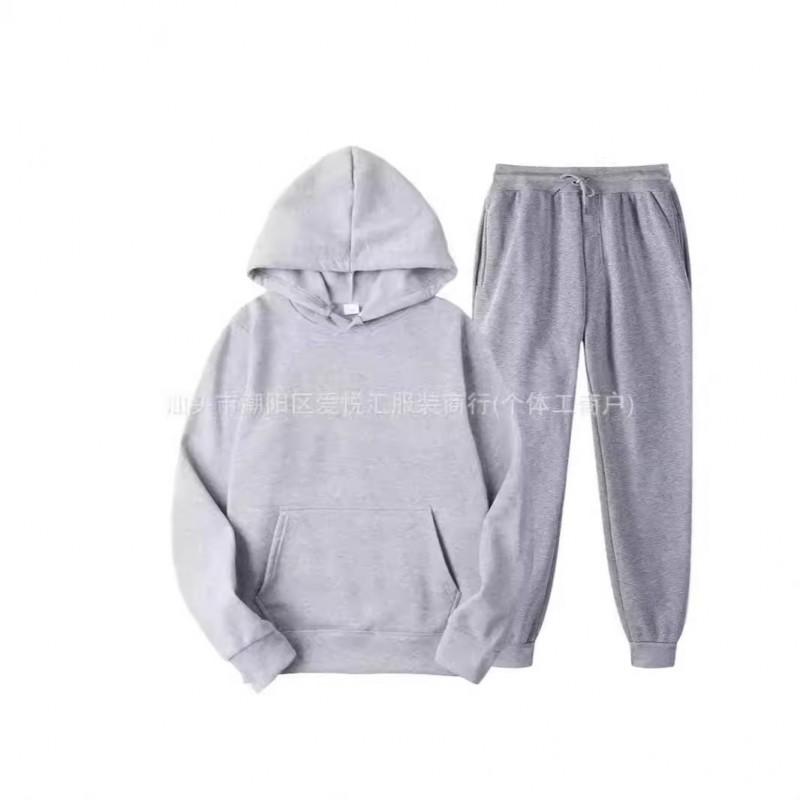 Mens Vintage Washed Hooded Long Sleeve Shirt Jogger Pants Set Casual Loose Fit Streetwear Fall