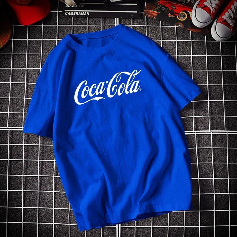 Pure cotton Coca-Cola joint commemorative short-sleeved T-shirt Youth Hong Kong style brand ins large size men and women couples versatile