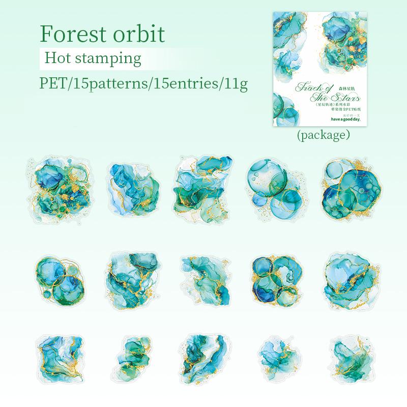 15 листов/пакет ПЭТ Наклейки с тиснением фольгой, не размазывающиеся, Пакет материалов для блокнота, Нарезанные пленочные наклейки, Пакет для украшения блокнота, чехла для телефона