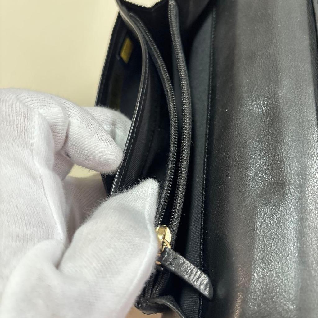 Used CHANEL Long Bi-fold Wallet, Black, Coco Mark, Leather